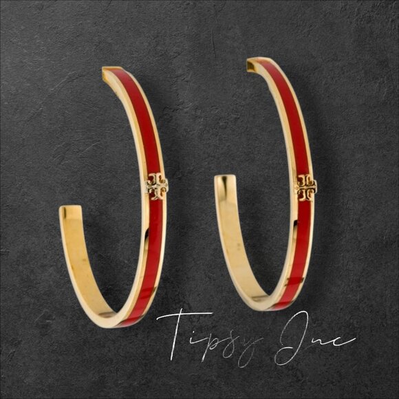 Tory Burch Red and Gold Kira Earring and Bracelet Set! - Picture 7 of 9